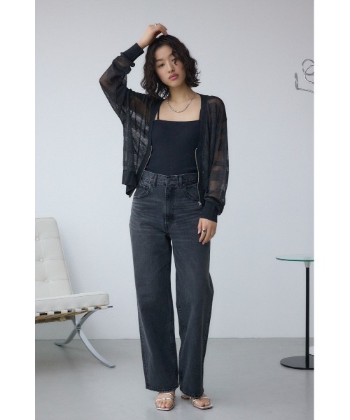 AZUL by moussy(アズールバイマウジー)の「シアージップアップカーディガン(カーディガン/ボレロ・レディース・グレイッシュベージュ/ブラック/ブラウン・FREE)」の6枚目の写真