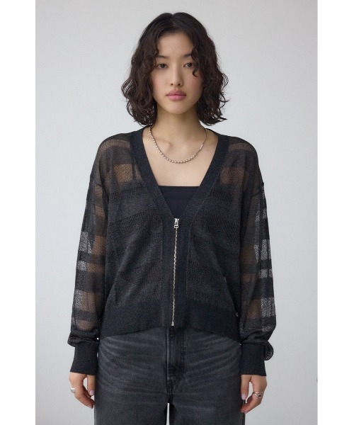 AZUL by moussy(アズールバイマウジー)の「シアージップアップカーディガン(カーディガン/ボレロ・レディース・グレイッシュベージュ/ブラック/ブラウン・FREE)」の7枚目の写真