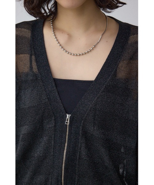 AZUL by moussy(アズールバイマウジー)の「シアージップアップカーディガン(カーディガン/ボレロ・レディース・グレイッシュベージュ/ブラック/ブラウン・FREE)」の10枚目の写真