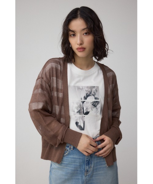 AZUL by moussy(アズールバイマウジー)の「シアージップアップカーディガン(カーディガン/ボレロ・レディース・グレイッシュベージュ/ブラック/ブラウン・FREE)」の15枚目の写真