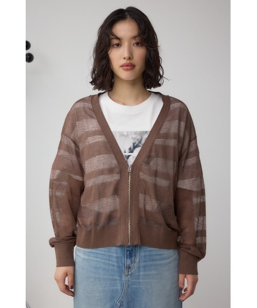 AZUL by moussy(アズールバイマウジー)の「シアージップアップカーディガン(カーディガン/ボレロ・レディース・グレイッシュベージュ/ブラック/ブラウン・FREE)」の17枚目の写真