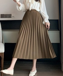 プリーツスカートロング黒 無地スカート ひざ下 フレアスカート ハイウェスト