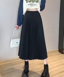 shoppinggo（ショッピングゴー）の「プリーツスカートロング黒 無地スカート ひざ下 フレアスカート ハイウェスト（スカート）」