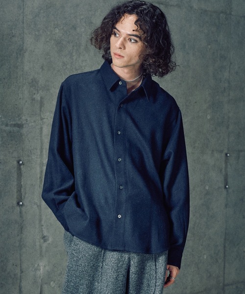CASPER JOHN（キャスパージョン）の「Various loose shirts -wool mix- / バリアスルーズシャツ -ウールミックス-（シャツ/ブラウス・メンズ・ブラック/ブラウン/ライトグレー/ネイビー/ベージュ・LARGE/MEDIUM/SMALL/X-SMALL）」の5枚目の写真