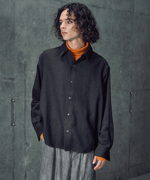 CASPER JOHN（キャスパージョン）の「Various loose shirts -wool mix- / バリアスルーズシャツ -ウールミックス-（シャツ/ブラウス・メンズ・ブラック/ブラウン/ライトグレー/ネイビー/ベージュ・LARGE/MEDIUM/SMALL/X-SMALL）」の3枚目の写真