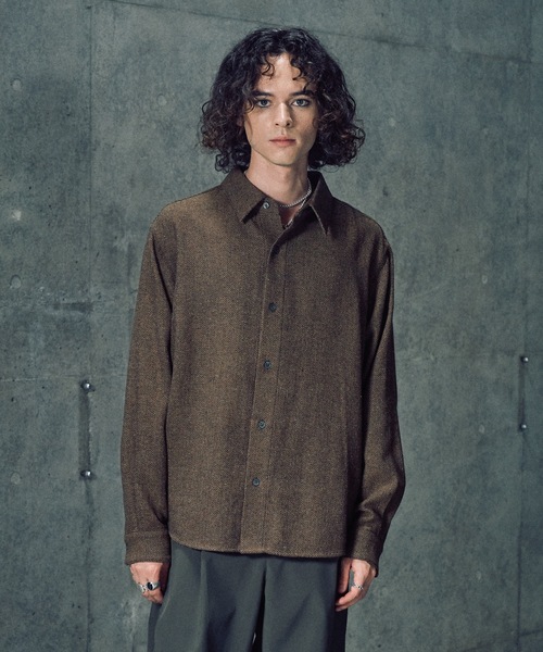 CASPER JOHN（キャスパージョン）の「Various loose shirts -wool mix- / バリアスルーズシャツ -ウールミックス-（シャツ/ブラウス・メンズ・ブラック/ブラウン/ライトグレー/ネイビー/ベージュ・LARGE/MEDIUM/SMALL/X-SMALL）」の11枚目の写真