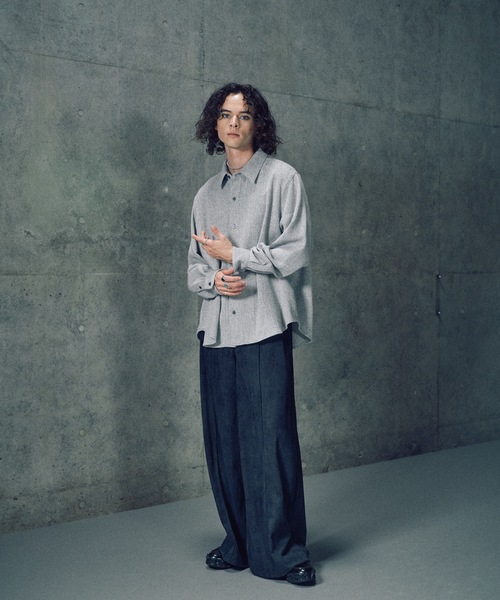 CASPER JOHN（キャスパージョン）の「Various loose shirts -wool mix- / バリアスルーズシャツ -ウールミックス-（シャツ/ブラウス・メンズ・ブラック/ブラウン/ライトグレー/ネイビー/ベージュ・LARGE/MEDIUM/SMALL/X-SMALL）」の20枚目の写真