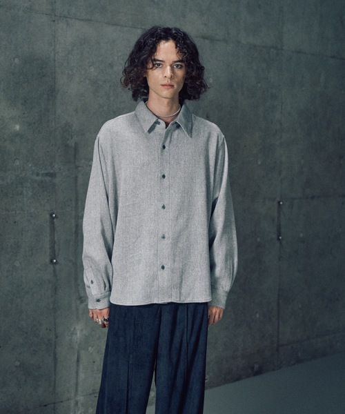 CASPER JOHN（キャスパージョン）の「Various loose shirts -wool mix- / バリアスルーズシャツ -ウールミックス-（シャツ/ブラウス・メンズ・ブラック/ブラウン/ライトグレー/ネイビー/ベージュ・LARGE/MEDIUM/SMALL/X-SMALL）」の16枚目の写真
