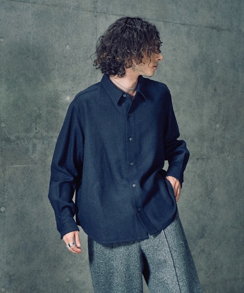 CASPER JOHN（キャスパージョン）の「Various loose shirts -wool mix- / バリアスルーズシャツ -ウールミックス-（シャツ/ブラウス・メンズ・ブラック/ブラウン/ライトグレー/ネイビー/ベージュ・LARGE/MEDIUM/SMALL/X-SMALL）」の22枚目の写真