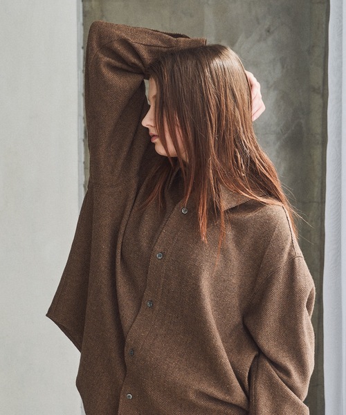 CASPER JOHN（キャスパージョン）の「Various loose shirts -wool mix- / バリアスルーズシャツ -ウールミックス-（シャツ/ブラウス・メンズ・ブラック/ブラウン/ライトグレー/ネイビー/ベージュ・LARGE/MEDIUM/SMALL/X-SMALL）」の7枚目の写真