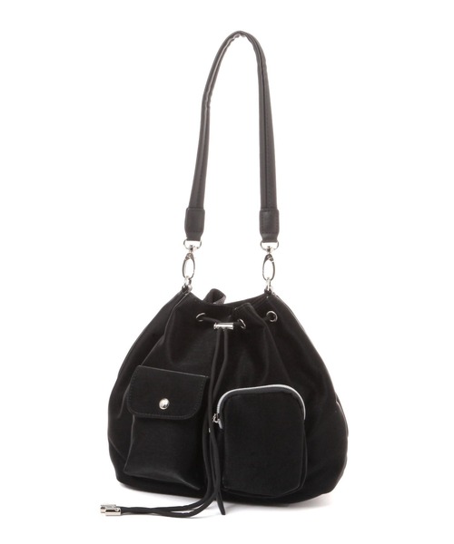 LAKOLE（ラコレ）の「アソート2WAYポケット巾着バッグ / 579025（ショルダーバッグ・レディース・ブラウン/オフホワイト/ブラック・FREE）」の7枚目の写真