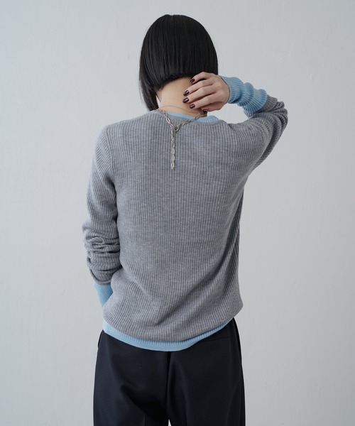 Lui's（ルイス）の「ウール混ベーシックニット（ニット/セーター・レディース・ブラック/グレー/ベージュ/サックスブルー・FREE）」の5枚目の写真