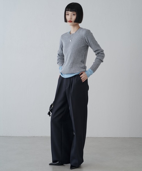 Lui's（ルイス）の「ウール混ベーシックニット（ニット/セーター・レディース・ブラック/グレー/ベージュ/サックスブルー・FREE）」の8枚目の写真