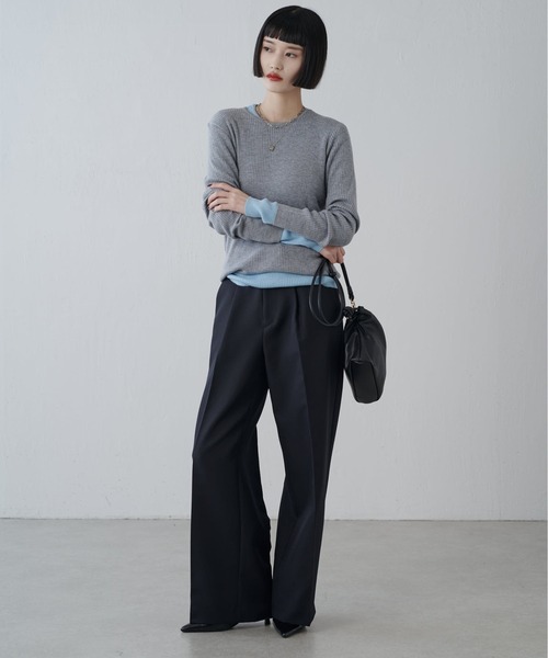 Lui's（ルイス）の「ウール混ベーシックニット（ニット/セーター・レディース・ブラック/グレー/ベージュ/サックスブルー・FREE）」の6枚目の写真