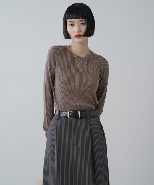 Lui's（ルイス）の「ウール混ベーシックニット（ニット/セーター・レディース・ブラック/グレー/ベージュ/サックスブルー・FREE）」の10枚目の写真