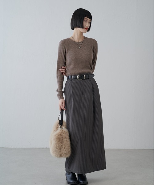 Lui's（ルイス）の「ウール混ベーシックニット（ニット/セーター・レディース・ブラック/グレー/ベージュ/サックスブルー・FREE）」の15枚目の写真