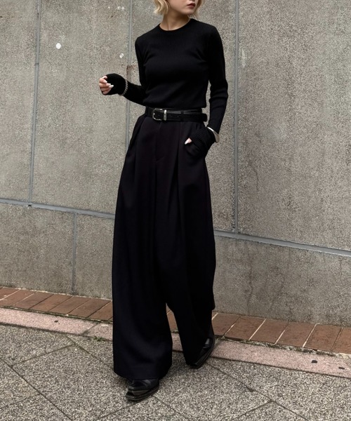 Lui's（ルイス）の「ウール混ベーシックニット（ニット/セーター・レディース・ブラック/グレー/ベージュ/サックスブルー・FREE）」の19枚目の写真