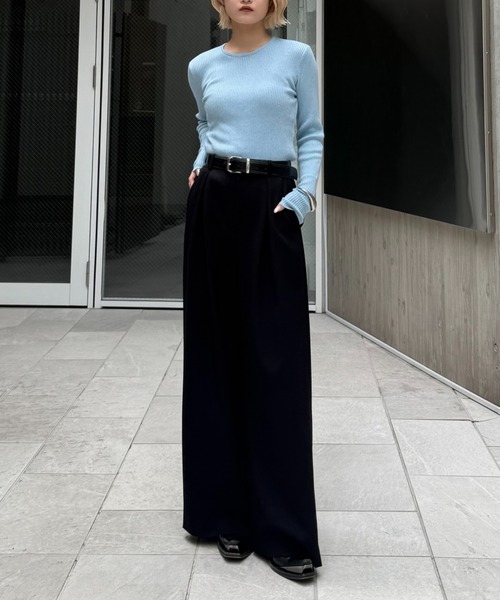 Lui's（ルイス）の「ウール混ベーシックニット（ニット/セーター・レディース・ブラック/グレー/ベージュ/サックスブルー・FREE）」の21枚目の写真