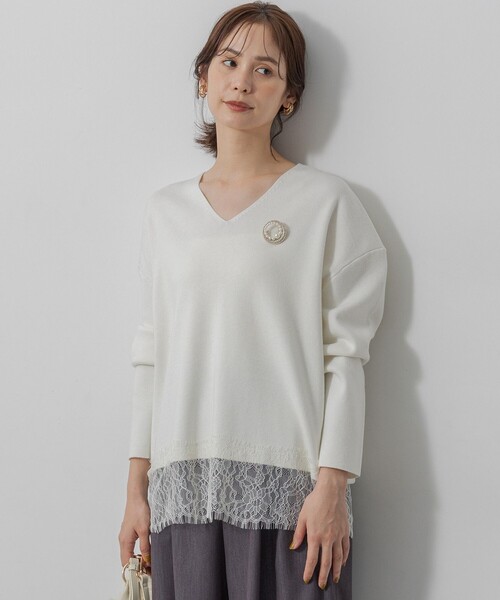 組曲(クミキョク)の「レースモチーフニットプルオーバー(ニット/セーター・レディース・ベージュ系/アイボリー系/ブラック系・3/2)」の7枚目の写真