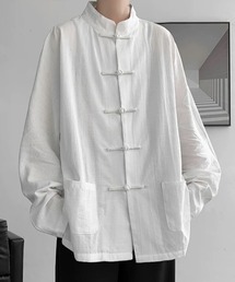 CELENA BEATS（セレナビーツ）の「中華風スタンドカラー チャイナボタン リネン シャツ（シャツ/ブラウス）」