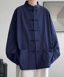 CELENA BEATS（セレナビーツ）の「中華風スタンドカラー チャイナボタン リネン シャツ（シャツ/ブラウス）」