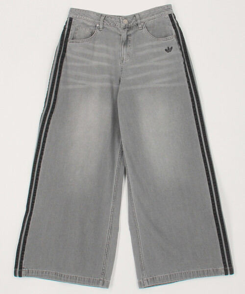 adidas グレー デニム ワイドパンツ adidas/アディダス DENIM WIDE PANT / デニムワイドパンツ