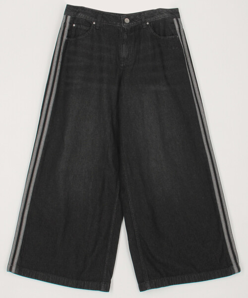 新品28 adidas デニム ワイドパンツ ブラック　IT7271 アディダス ファッション モントリオール デニムジーンズ