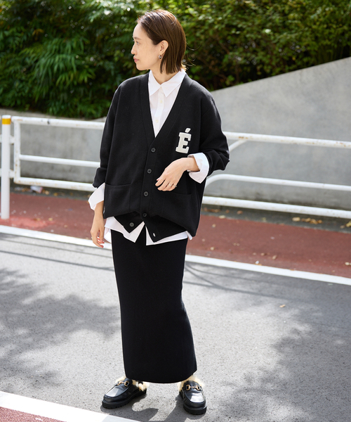 SLOBEIENA スローブイエナ　サガラ刺繍スウェットライクニットカーディガン 一部WEB限定カラーあり》サガラ刺繍スウェットライクニット