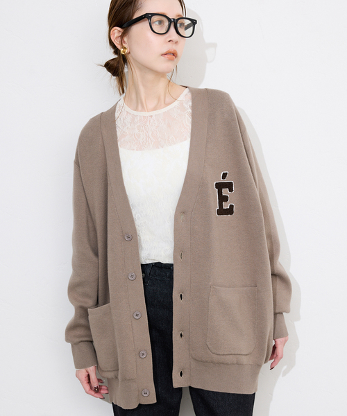 slobeiena サガラシシュウカーディガン 一部WEB限定カラーあり》サガラ刺繍スウェットライクニット