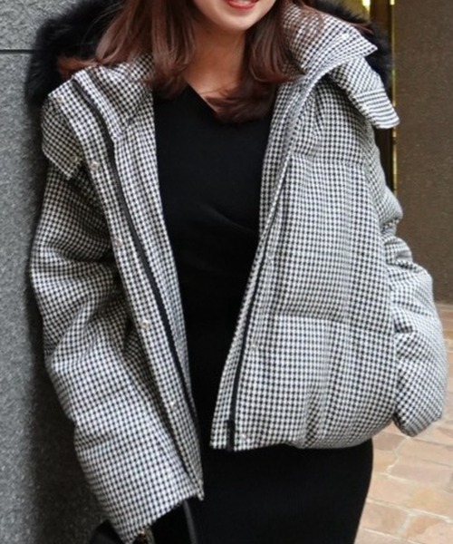 ツイードダウンジャケット 秋服 冬服（ダウンジャケット/コート