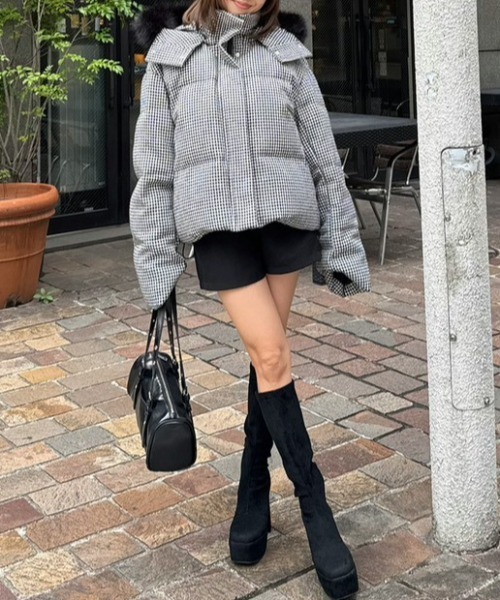 ツイードダウンジャケット 秋服 冬服（ダウンジャケット/コート