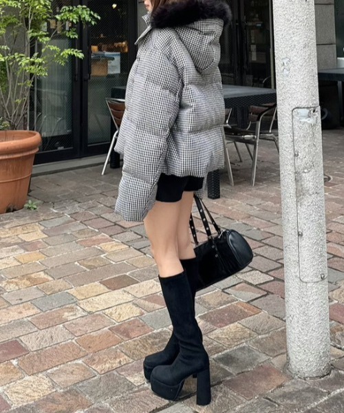 セール】ツイードダウンジャケット 秋服 冬服（ダウンジャケット