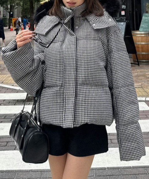 ツイードダウンジャケット 秋服 冬服（ダウンジャケット/コート