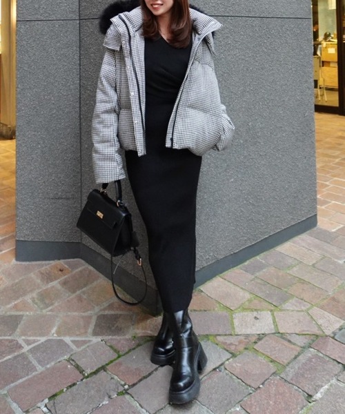 セール】ツイードダウンジャケット 秋服 冬服（ダウンジャケット