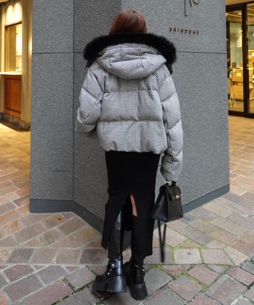 セール】ツイードダウンジャケット 秋服 冬服（ダウンジャケット