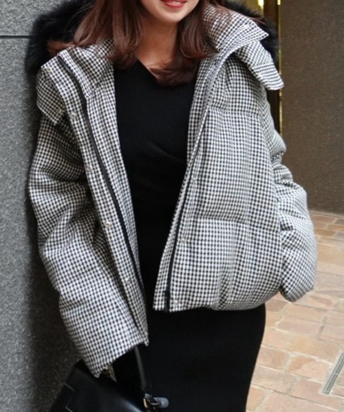 h*a様 45R 45rpm ツイード　チェック　ダウンジャケット　コート ダウンジャケット 45RPM h*a様 45R 45rpm ツイード チェック ダウン