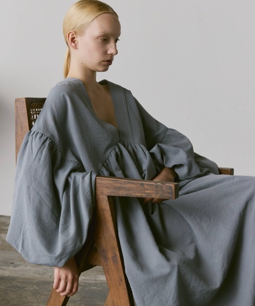 ボリュームスリーブ2wayカフタンワンピース（ワンピース）｜Libra Cue