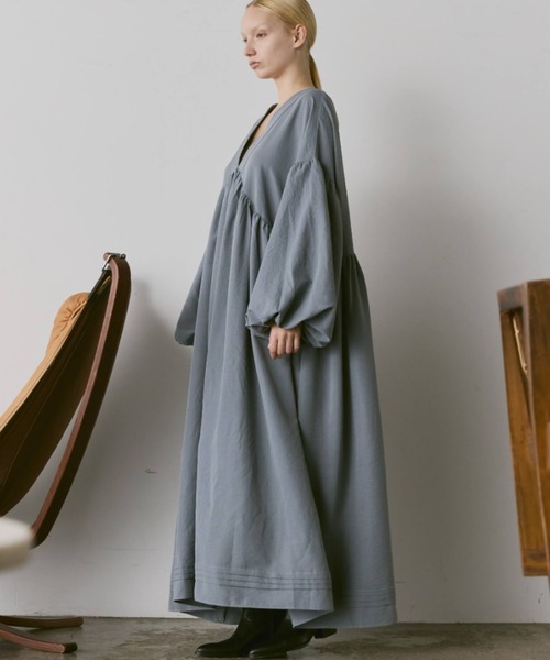 ボリュームスリーブ2wayカフタンワンピース（ワンピース）｜Libra Cue