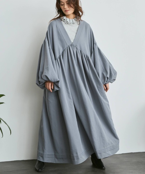 ボリュームスリーブ2wayカフタンワンピース（ワンピース）｜Libra Cue