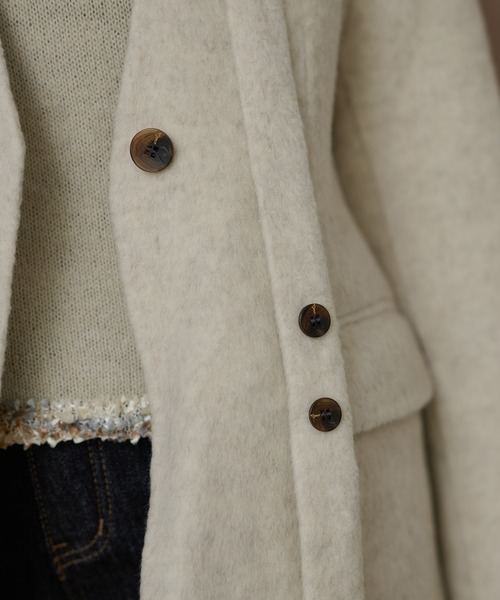 LAULEN(ローレン)の「cotton wool choker layered jacket /コットンウールチョーカーレイヤードジャケット(ノーカラージャケット・レディース・チャコールグレー/アイボリー/オートミール・FREE)」の10枚目の写真
