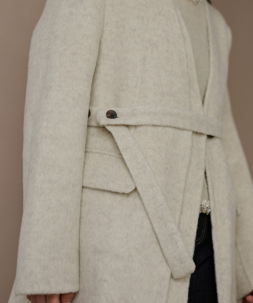 LAULEN(ローレン)の「cotton wool choker layered jacket /コットンウールチョーカーレイヤードジャケット(ノーカラージャケット・レディース・チャコールグレー/アイボリー/オートミール・FREE)」の11枚目の写真