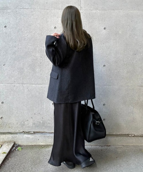 LAULEN(ローレン)の「cotton wool choker layered jacket /コットンウールチョーカーレイヤードジャケット(ノーカラージャケット・レディース・チャコールグレー/アイボリー/オートミール・FREE)」の20枚目の写真