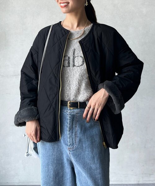 Chez toi（シェトワ）の「ファー×キルティングリバーシブルジャケット（ブルゾン・レディース・グレイッシュベージュ/チャコールグレー/キャメル・FREE）」の20枚目の写真