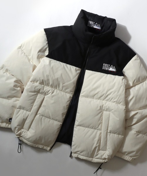 FIRST DOWN（ファーストダウン）の「FIRST DOWN/ファーストダウン BUBBLE DOWN JACKET/バブルダウンジャケット/2WAYリバーシブル/レディース メンズ（ダウンジャケット/コート・メンズ・ブラック/ホワイト/ゼブラ/ブラウン/ベージュ・M/L/XL）」の2枚目の写真