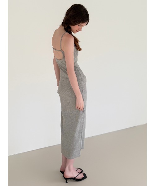 miies miim(ミーエスミーム)の「BACK OPEN RIB CAMI DRESS(ドレス・レディース・Black/グレー・FREE)」の1枚目の写真