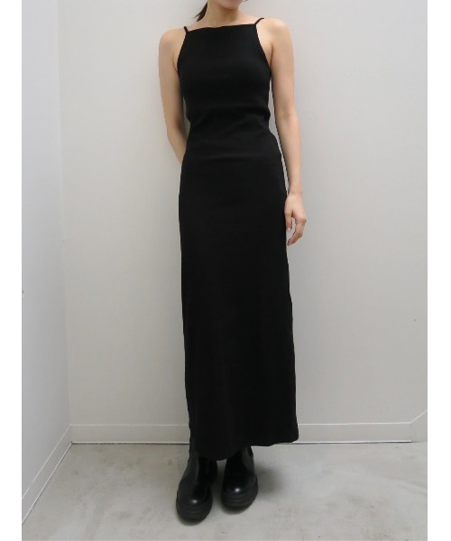 miies miim(ミーエスミーム)の「BACK OPEN RIB CAMI DRESS(ドレス・レディース・Black/グレー・FREE)」の4枚目の写真