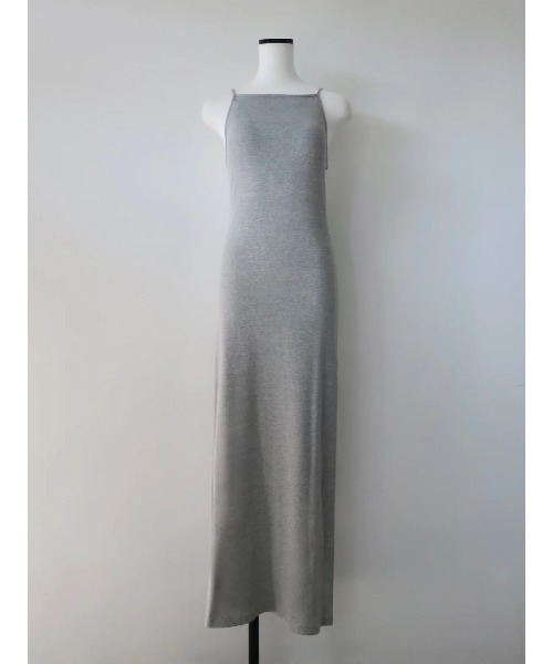 miies miim(ミーエスミーム)の「BACK OPEN RIB CAMI DRESS(ドレス・レディース・Black/グレー・FREE)」の6枚目の写真