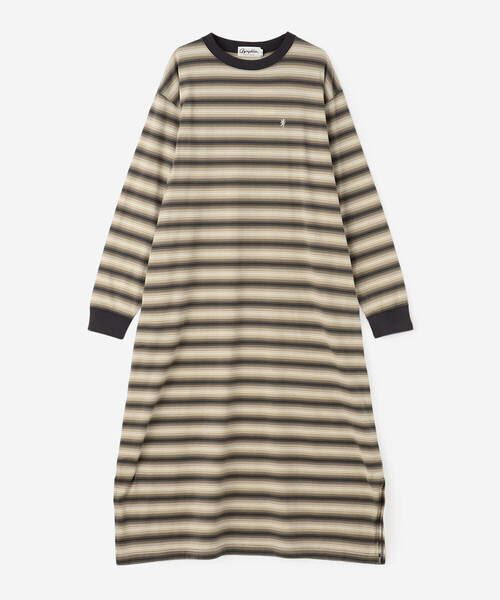 GYMPHLEX（ジムフレックス）の「Gymphlex | オンブレボーダー クルーネックワンピース WOMEN（ワンピース・レディース・ブラウン系その他/グリーン系その他・14）」の2枚目の写真