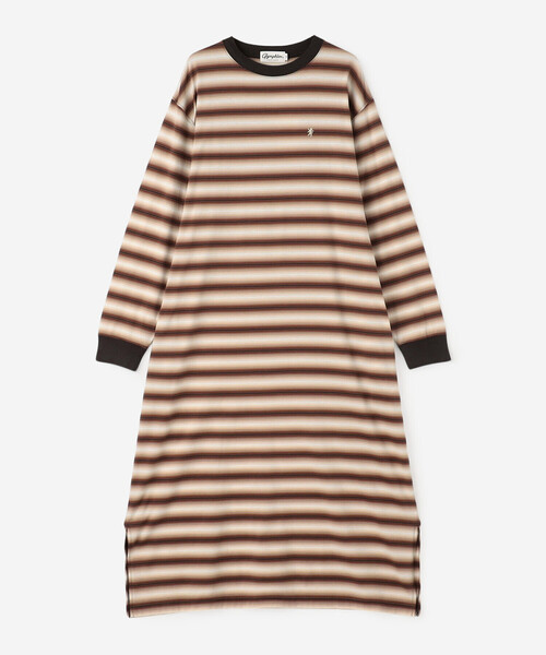 GYMPHLEX（ジムフレックス）の「Gymphlex | オンブレボーダー クルーネックワンピース WOMEN（ワンピース・レディース・ブラウン系その他/グリーン系その他・14）」の3枚目の写真