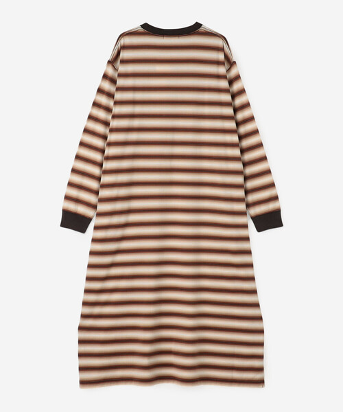 GYMPHLEX（ジムフレックス）の「Gymphlex | オンブレボーダー クルーネックワンピース WOMEN（ワンピース・レディース・ブラウン系その他/グリーン系その他・14）」の4枚目の写真